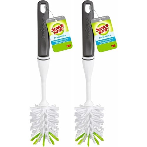 Scotch-Brite Glass and Water Bottle Brush, Long-Lasting Bristles, Safe On Multiple Types of Water Bottles, Baby Bottles, Vases, and More (Pack of 2)
