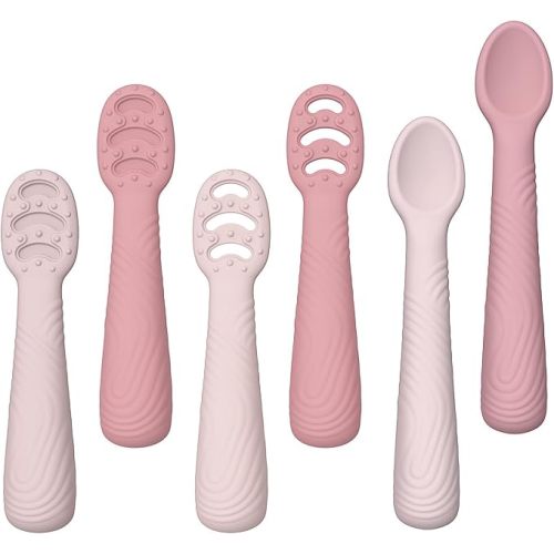 Baby Spoons Self-Feeding 6+ Months, 6pk Silicone Training Spoon Set