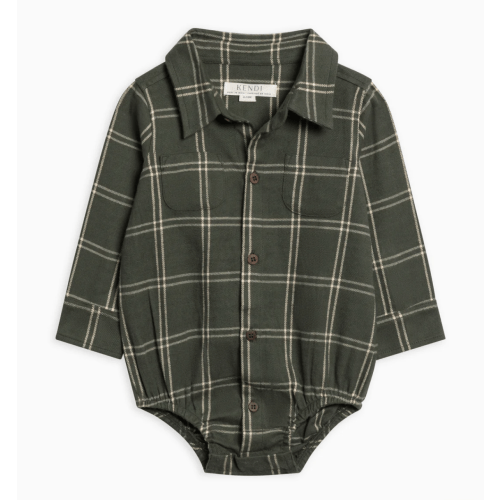 Giri Flannel Collared Bodysuit