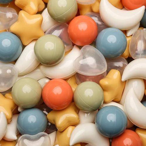 TRENDPLAY Star Ball Pit Balls Set: Vibrant Mix of Shapes - 50 100 200 500 Mix Stars Moon Shapes for Kids, Perfect for Parties, Playtime