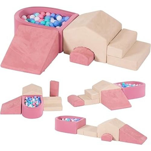 Foam Climbing Toys with Ball Pit for Toddlers, Climbing Blocks for Crawling, Climb and Crawl Activity Playset Indoor, High-Density Foam Soft Play Equipment for Playing (Excluding Balls)