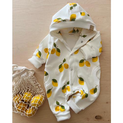 Lemon Print Cotton Baby Romper: Newborn Outfit with Beanie