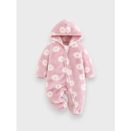 Baby Girl Daisy Fleece Hooded Romper