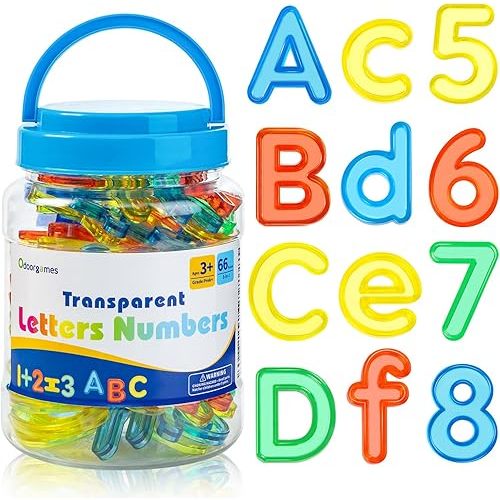 66 Pcs Translucent Letters and Numbers – Light Table Toys, Manipulatives and Accessories for Enhanced Learning & Fun