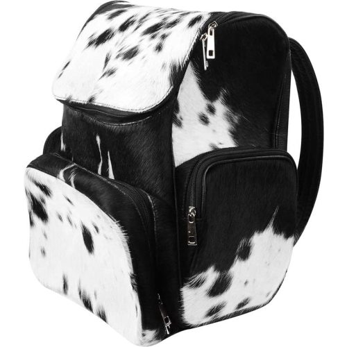 LP-FACON Western Cowhide Leather Bag Backpack | Boy Backpack | Shower Gifts For New Mom | Dad Bag Black & White