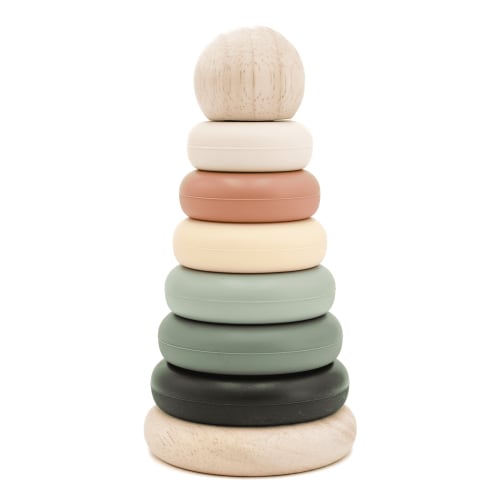 noüka Stacking Toy | Wood and Silicone Stacker | Sand Tower