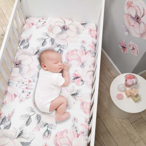 Signature Botanical Baby Watercolor Floral Cotton Crib Sheet- White – Lambs & Ivy