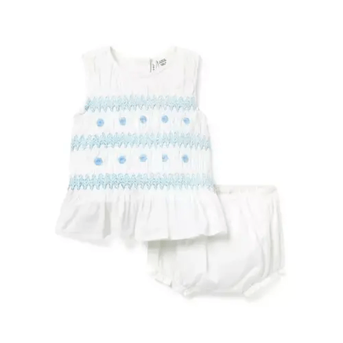Baby White Baby Floral Smocked Matching Set by Janie and Jack