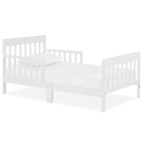 Dream On Me Finn Toddler Bed in White, Greenguard Gold and JPMA Certified, Non-Toxic Finish, Made of Sustainable New Zealand Pinewood, Low-to-Floor Design with Safety Guard Rails