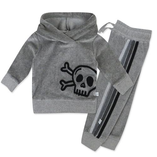 HonestBaby Velour Pullover Hoodie and Zip Front Sweatshirt and Jogger Sweatpants Set Baby, Toddler, Boys, Girls