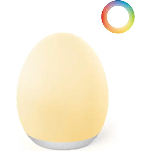 JolyWell Night Light for Kids, Egg Light for Nursery with 7 RGB Colors Changeable & Stepless Dimming, Rechargeable Tap Light with 1h Timer & Touch Control, Portable Night Light for Babies BPA Free