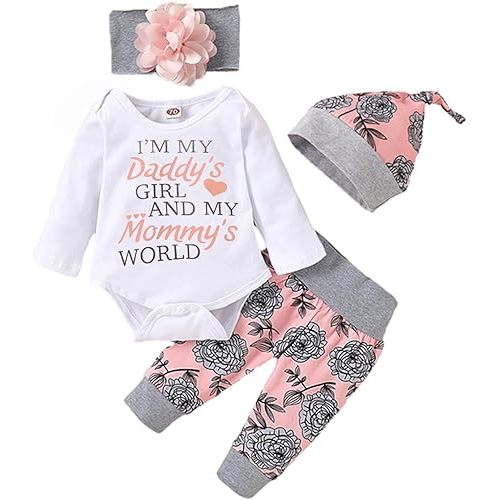 Yvowming Newborn Baby Girl Clothes Infant Baby Ruffle Romper +Pants + Headband Toddler Girl Outfits Set