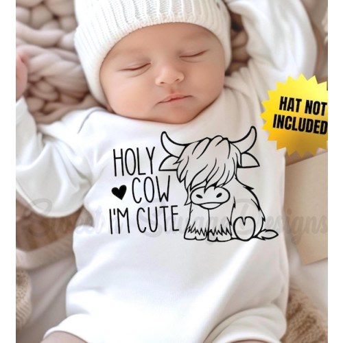 Holy Cow I'm Cute Onesie® | Highland Cow Onesies® | Gender Neutral Baby Shower Gift | Farm Animal Infant Bodysuit | Minimal Onesie® - Etsy
