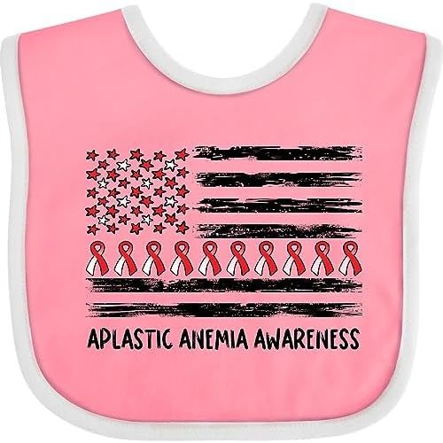 inktastic Aplastic Anemia Awareness Red and White Ribbons and Flag Baby Bib