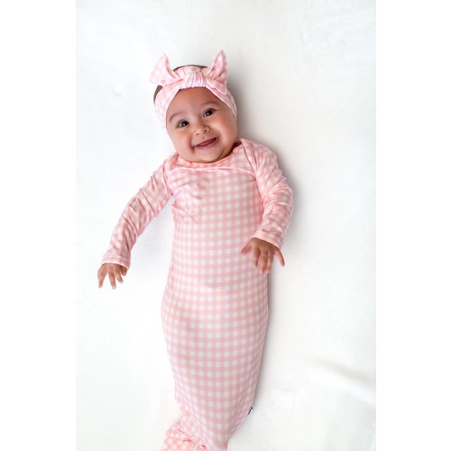 Pink Gingham Knotted Infant Gown – thechippycottage