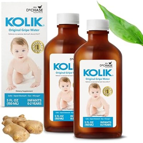 Dr. Chase Kolik Original Gripe Water for Babies - Colic, Gas & Fussiness Relief for Newborns & Infants - Baby Gas Drops with Ginger & Dill Oil for Stomach Discomfort & Hiccups (2-Pack, 5 fl oz)