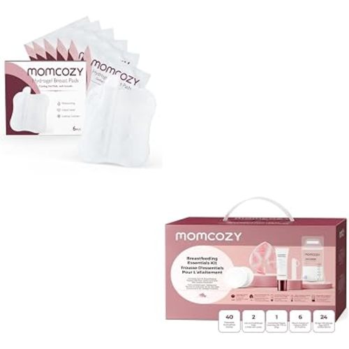 Momcozy Hydrogel Nursing Pads 6 PCS Individually Wrapped & 73-Piece Postpartum Essentials Kit for Breastfeeding