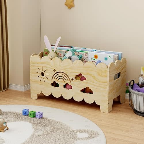 Wood Kids Bookshelf, Montessori Bookshelf, Suitable Kids Rooms, Nursery & Classroom, Kids Bookshelf and Toy Storage, Toddler Book Rack, Nursery Book Shelves, Kids Bookcase