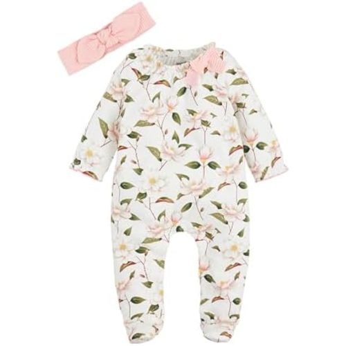 Mud Pie Baby Girls Baby Girl Magnolia Printed Sleeper