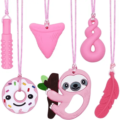 Lot de 6 colliers à mâcher sensoriels Stim pour enfants – Colliers à mâcher en silicone pour filles, garçons, adolescents et adultes souffrant d'autisme, d'anxiété, de TDAH ou d'autres besoins