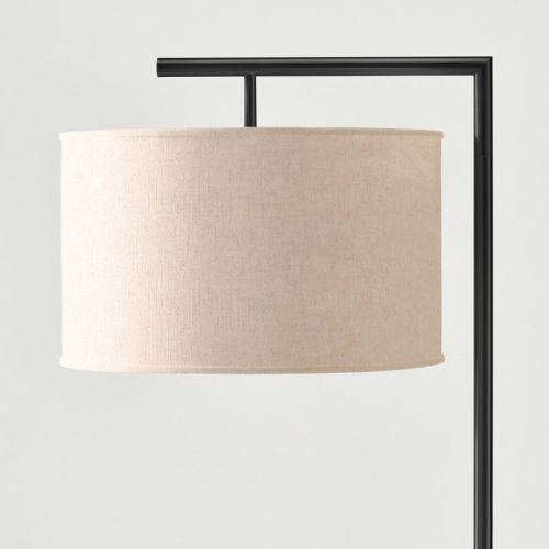 Brightech Montage Modern (Includes LED Light Bulb) Arc Floor Lamp Classic Matte Black: Compatible with Alexa & Siri, Linen Shade