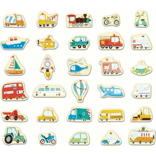 Hape: Magnetic Vehicles Set - 30pcs, Colorful Wooden Magnets - Hape | Maisonette