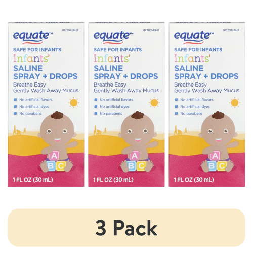 (3 pack) Equate Infants' Saline Spray/Drops, 1 fl oz