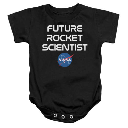 NASA To The Future Baby Onesie T-Shirt Black 6Mos
