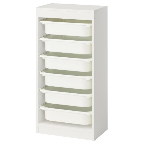 TROFAST Storage combination with boxes - white/white 18 1/8x11 3/4x37 "