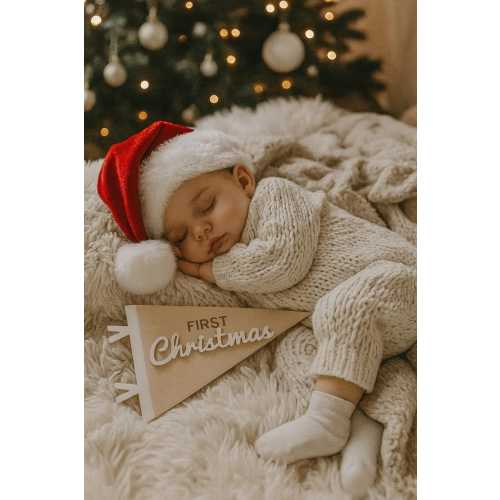 First Holiday Flag Milestone | pennant flag | Modern Milestones | Baby Shower gift | Boho Baby | Wooden Milestone | Newborn | Pregnancy