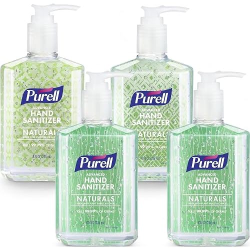 PURELL Advanced Hand Sanitizer Naturals with Plant Based Alcohol, Citrus Scent, 8 fl oz Pump Bottle (Pack of 4) - 9626-06-ECDECO