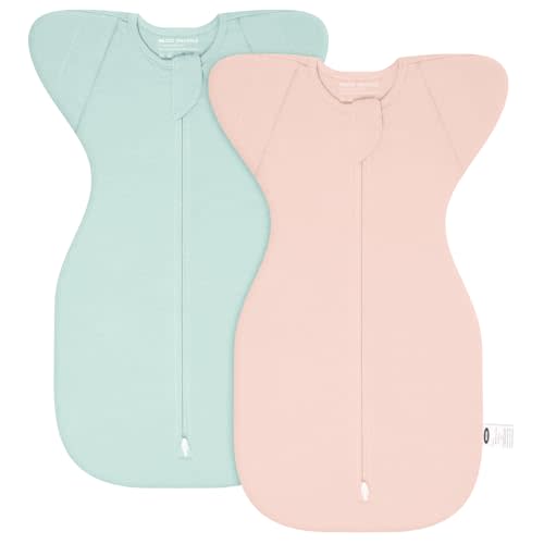 MEXXI Swaddle Baby Sleep Sack With Arms Up, 2 Pack Baby Transitional Swaddle with Double Zipper,0.5 TOG