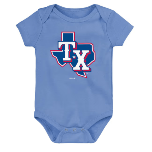 Texas Rangers Texas Rangers LIGHT BLUE Baby Alt Design One Piece - 133405358