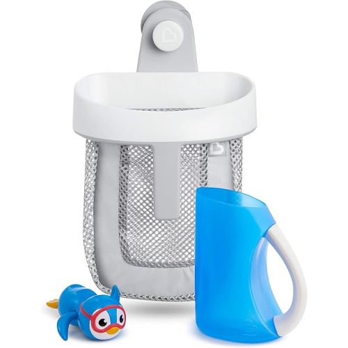 Munchkin® Bath Essentials Set with Bonus Wind-Up Swimming Penguin, 3 Piece, Grey