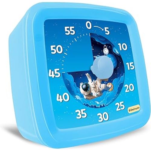 Visual Timer for Kids, 60-Minute Countdown Timer for Classroom Office Kitchen, Pomodoro Timer Spaceman Pattern, Time Management Tools with Silent Operation,Desk Time Clock for Kids and Adults