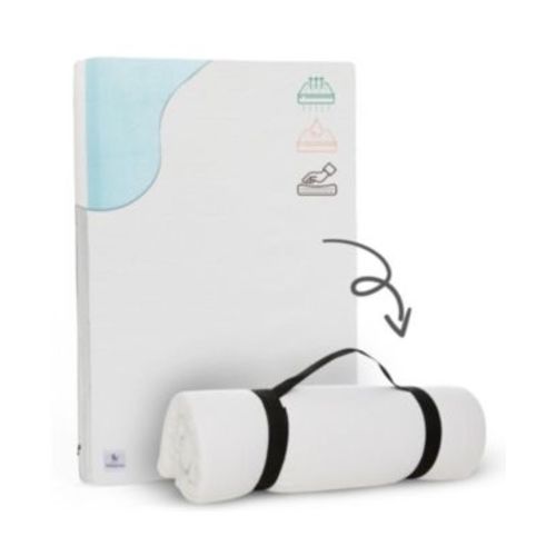 Waterproof Pack N Play Mattress Topper – Twin Size (38" x 26") – Soft Memory Foam, Roll-Up Design, Breathable and Travel-Friendly