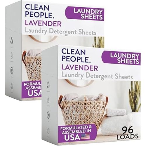 The Clean People Laundry Detergent Sheets - Laundry Soap - Ultra Concentrated, Recyclable Packaging, Stain Fighting - Lavender, 192 Pack
