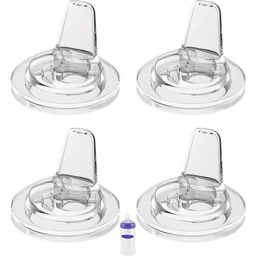 Spout Sippy Nipples for Lansinoh Baby Bottles, Transition Cup Food Grade Silicone Soft Nipple 6m+, Pack of 4