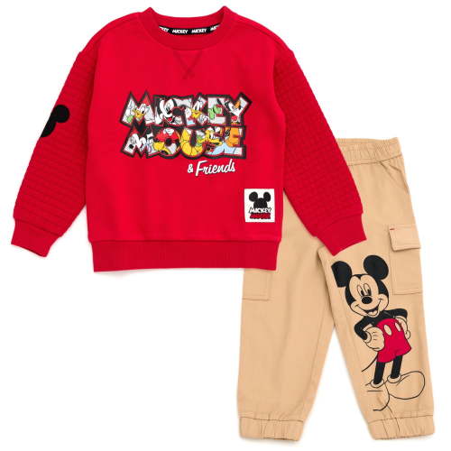 Disney Mickey Mouse Goofy Donald Duck Fleece Sweatshirt and Twill Jogger Pants Outfit Set Toddler to Big Kid