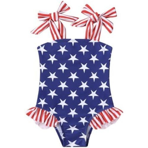 YOUNGER TREE Toddler Swimsuit Girl Color Block Stripe One-Piece Swimwear Baby Girl Bathing Suits