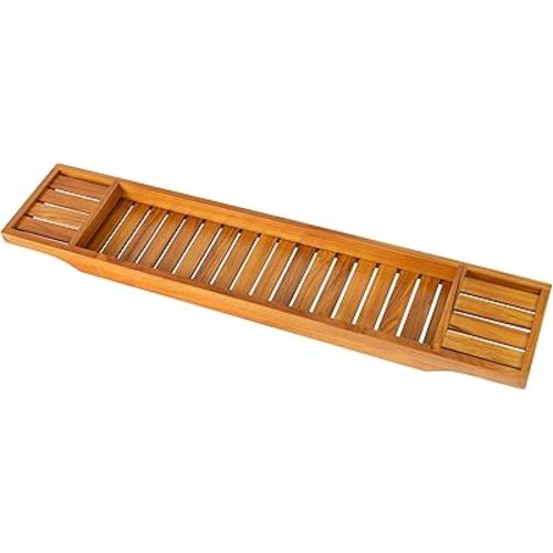 VaeFae Teak Bathtub Tray, Wooden Bath Caddy for Bathtub, Bath Tub Wood Table for Tub