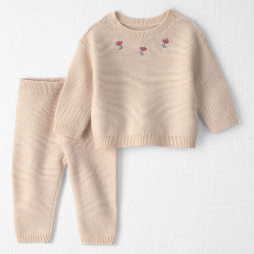 Baby Girl 2-Piece Organic Cotton Sweater Knit Top & Pant Set | Carter’s Oshkosh Canada
