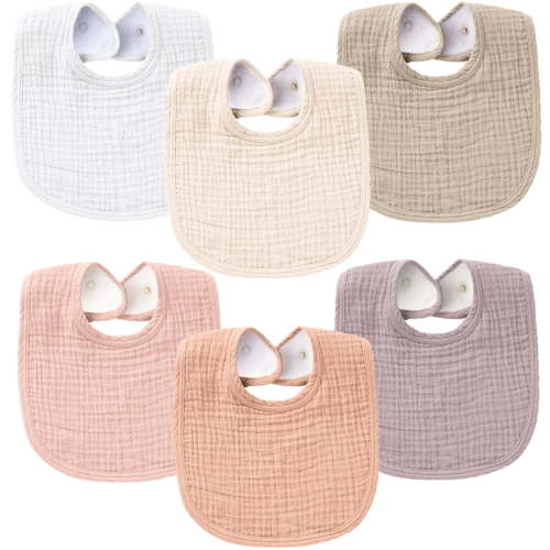 6-Pack Muslin Baby Bibs for Boys & Girls, Soft Cotton Absorbent Bandana Drool Bibs for Drooling & Teething