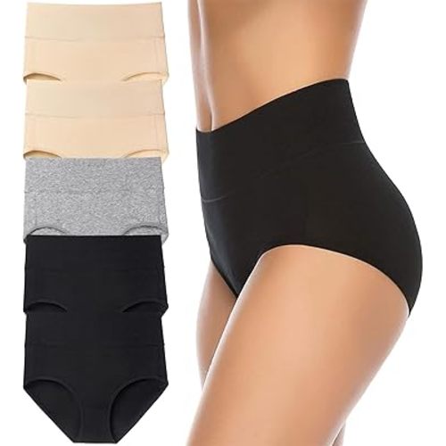 Annenmy Women's High Waist Cotton Underwear Soft Brief Panties Regular and Plus Size