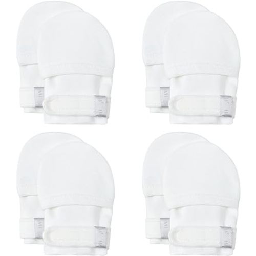 HAPIU Baby No Scratch Mittens Stay On, 100% Cotton Breathable, Adjustable Infant Gloves for Boys Girls, Newborn - 12 M