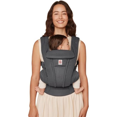 Ergobaby Omni Deluxe Baby Carrier Newborn to Toddler - Breathable Baby Carriers for Summer - All-Position Carrier with Enhanced Lumbar Support & Airflow (7-45 Pounds), Mesh, Graphite Grey