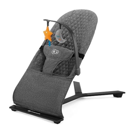 Kinderkraft Mimi Portable Baby Bouncer, Gray | Safe and Ergonomic Bouncer Seat, Spine Support, Additional Play Bar, For Babies 0-6 Months