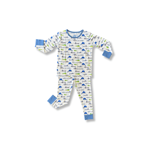 Fishing Frenzy Blue Two Piece Pajama – TidalTots
