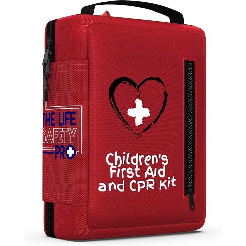Portable First Aid Kit for Kids with CPR Shield - Ideal for Home, Car, School, Camping, and as a Travel First aid kit. Latex-Free Bandages – Children First Aid Guide by The Life Safety Pro