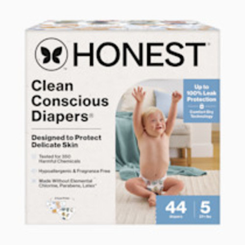 The Honest Company Clean Conscious Disposable Diapers Size 3-5 - It's A Pawty + All The Letters, Size 5, 44 Count